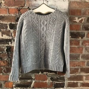 Grey BANANA REPUBLIC Wool Alpaca Acrylic Blend Cable Knit Pullover Sweater S